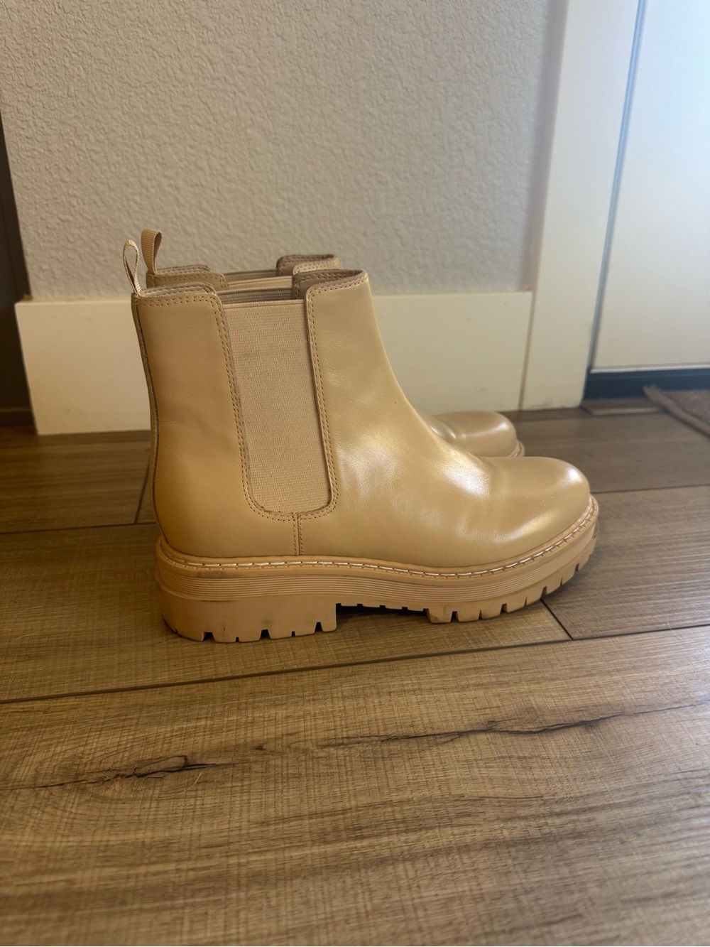 Marc Fisher Tan Chelsea Lug Sole Ankle Boots
